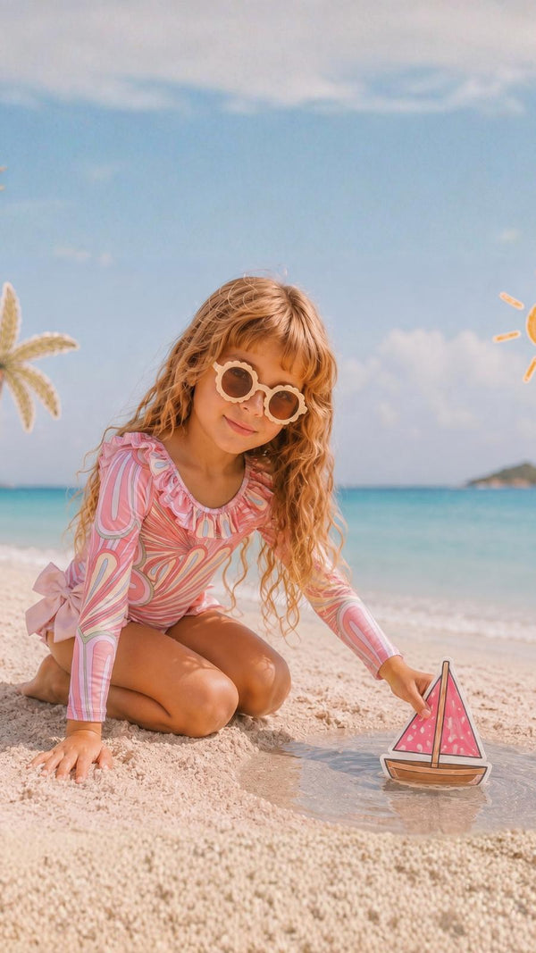 Anne One Piece-Pink Flower Print-12M